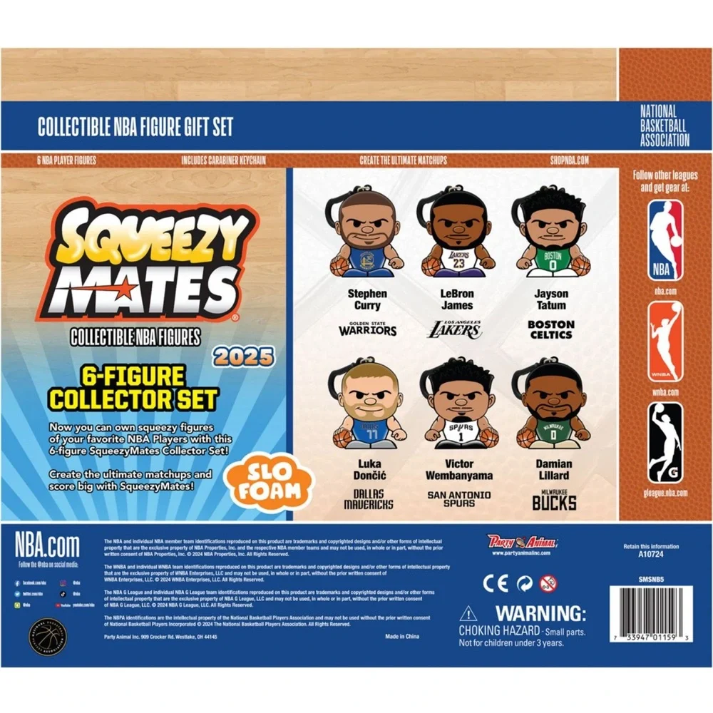 SqueezyMates 2025 NBA Basketball 6-Figure Collector Set: Curry LeBron Doncic NWT
